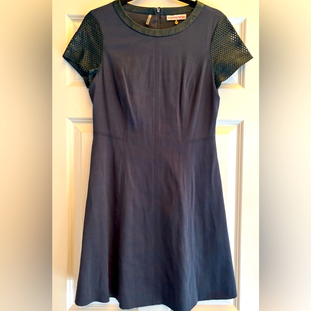 Rebecca Taylor Dress with Leather Mesh Sleeves, size 8